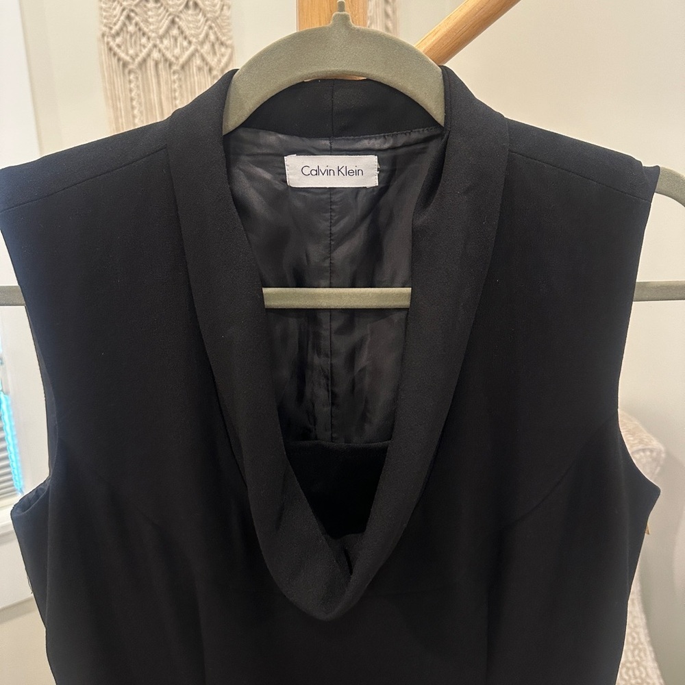 Calvin Klein Black Sleeveless Sheath Dress with side zipper details. - Picture 2 of 6